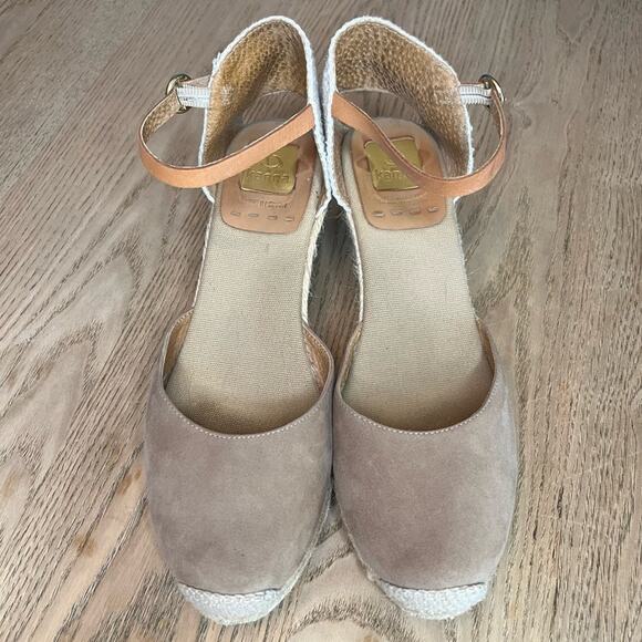 Kanna Anthropologie Suede Wedge Heel Espadrille Taupe Sandal Women’s Size 9 - Picture 4 of 10